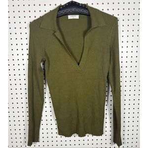 Babaton Leyster ribbed polo sweater size M